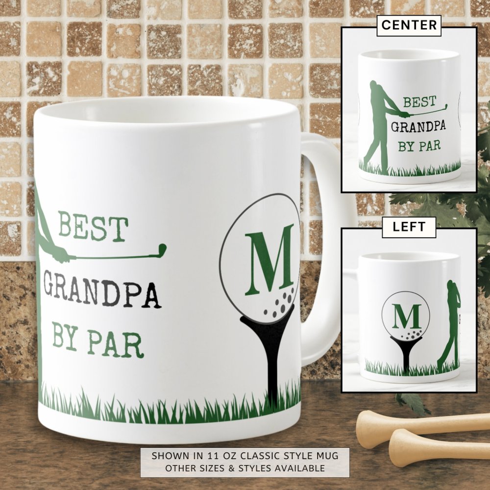 Golf Best Grandpa By Par Custom Monogram Coffee Mug