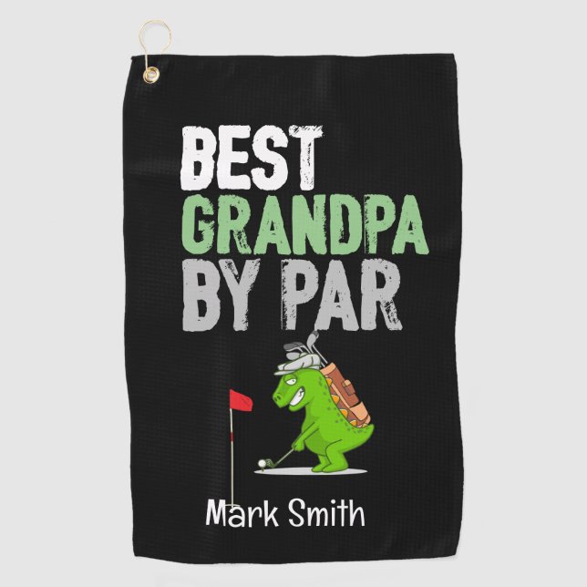 Golf  Best Grandpa by Par with Dinosaur Funny   Towel (Front)