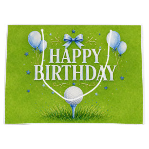 Golf birthday Blue themed for boy Large Gift Bag