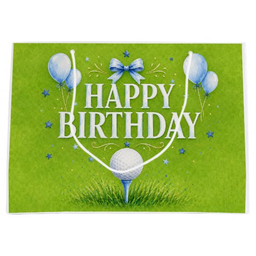 Golf birthday Blue themed for boy Large Gift Bag