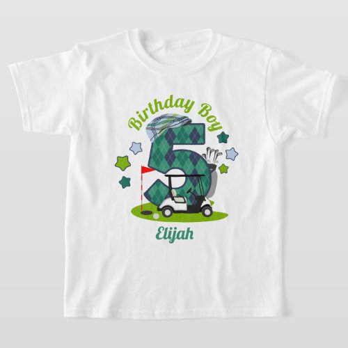 Golf Birthday Boy Shirt Fifth Golf Party Shirt 