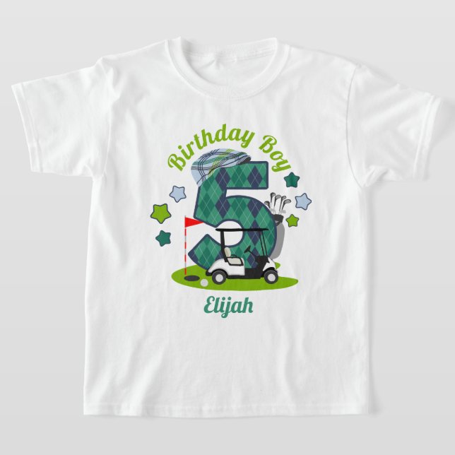 Golf Birthday Boy Shirt Fifth Golf Party Shirt  (Laydown)