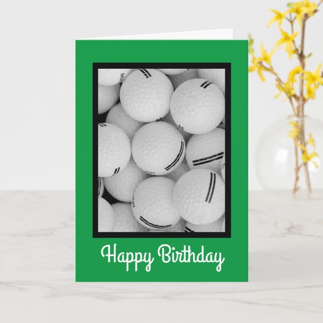 Golf Birthday Card, 5" x 7" Folded Birthday Card (Yellow Flower)