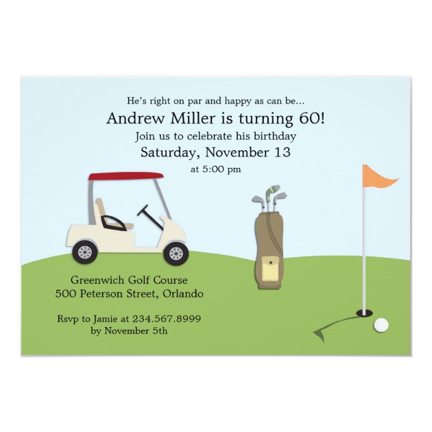 Golf Birthday Flat Invitation