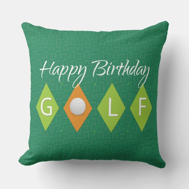 Golf Birthday Green Diamond Shapes Throw Pillow (Front)