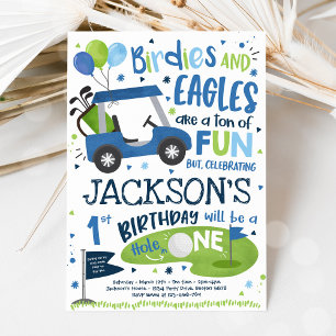 Golf Birthday Hole In One Golf 1st Birthday Party Invitation