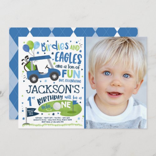 Golf Birthday Hole In One Golf 1st Birthday Party Invitation