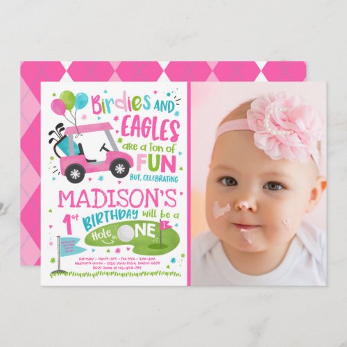 Golf Birthday Hole In One Golf 1st Birthday Party Invitation