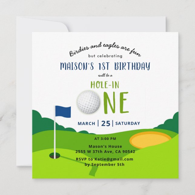 Golf Birthday Hole In One Par-tee Invitation (Front)