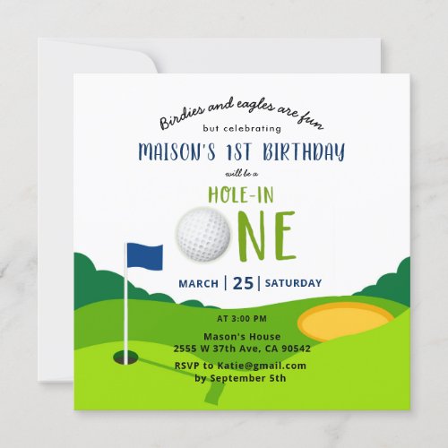 Golf Birthday Hole In One Par_tee Invitation