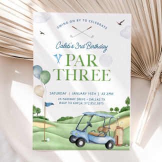 Golf Birthday Invitation, 3rd Golf Birthday Party Invitation