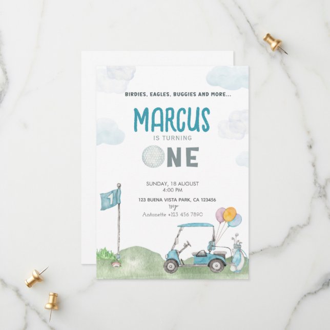 Golf Birthday Invitation Boy Template Golf Course (Front/Back In Situ)