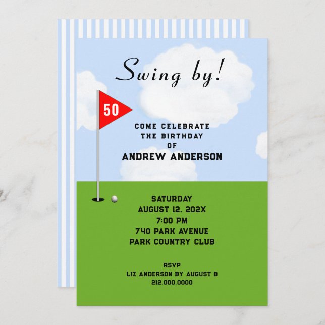 Golf Birthday Invitations (Front/Back)