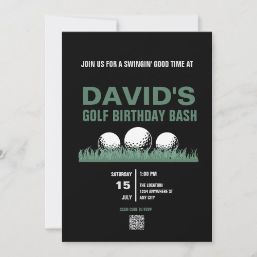 Golf Birthday Invitations with QR Code