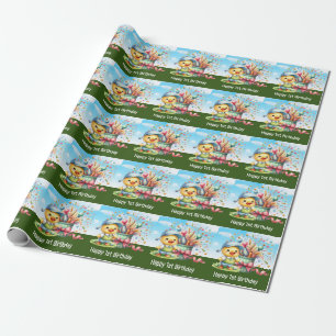 Golf birthday one year old golfer with number wrapping paper