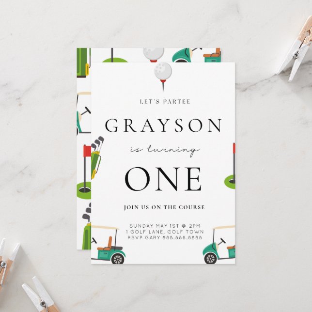 Golf Birthday Par Tee Invitation (Front/Back In Situ)