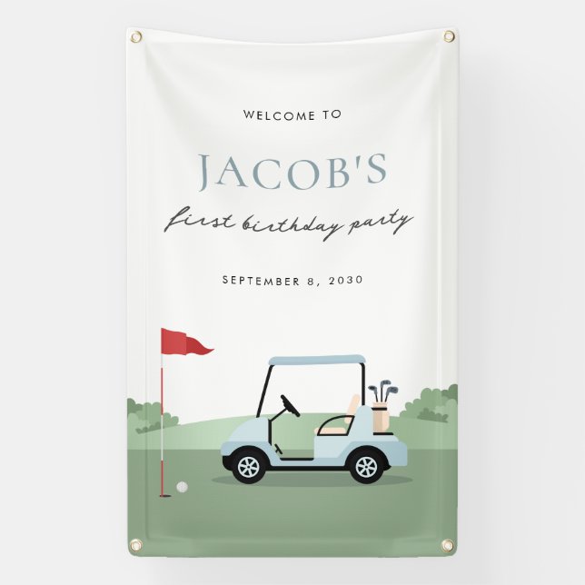 Golf Birthday Par-tee Welcome Banner (Vertical)