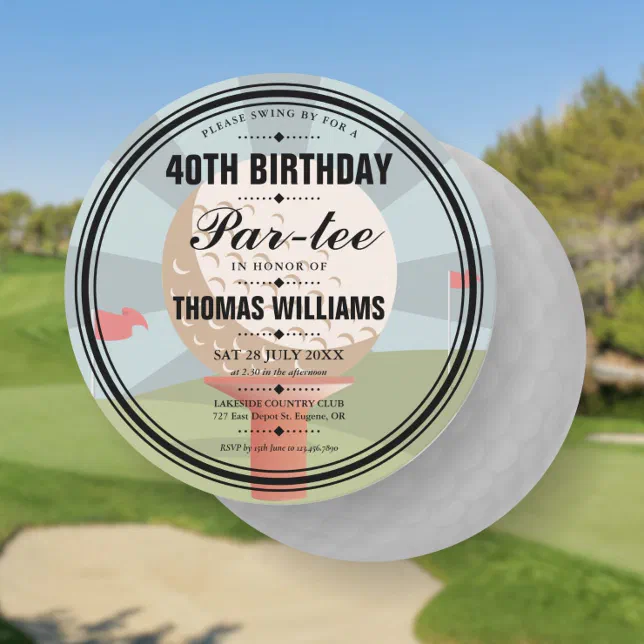 Golf Birthday Partee Party Circular Invitation | Zazzle