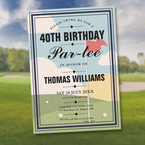 Golf Birthday Partee Party  Invitation