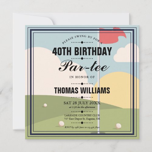 Golf Birthday Partee Party Square Invitation