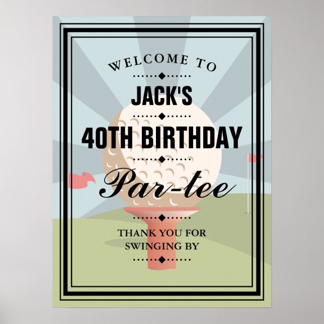 Golf Birthday Partee Party Welcome Sign (Front)