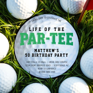 Golf Birthday Party 50th Bday Par Tee Golf Ball Invitation