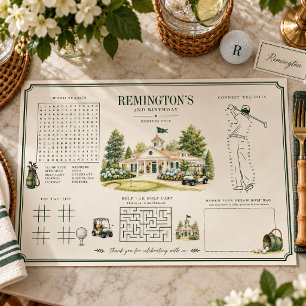 Golf Birthday Party Activity Paper Placemat
