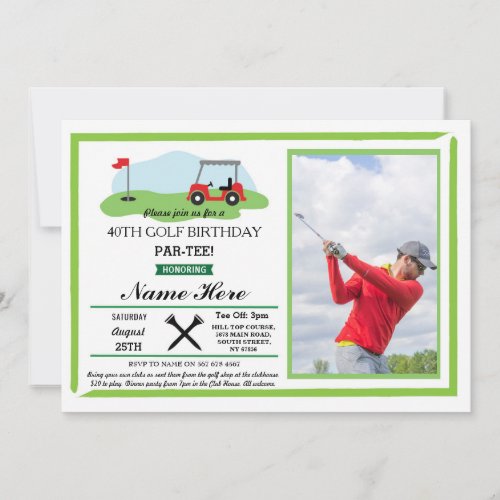 Golf Birthday Party Any Age 40th 50th Photo Invite