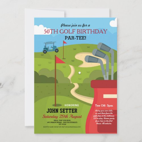 Golf Birthday Party Any Age Golfing Invitation
