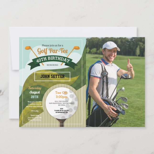 Golf Birthday Party Any Age Golfing Photo Invitation (Front)