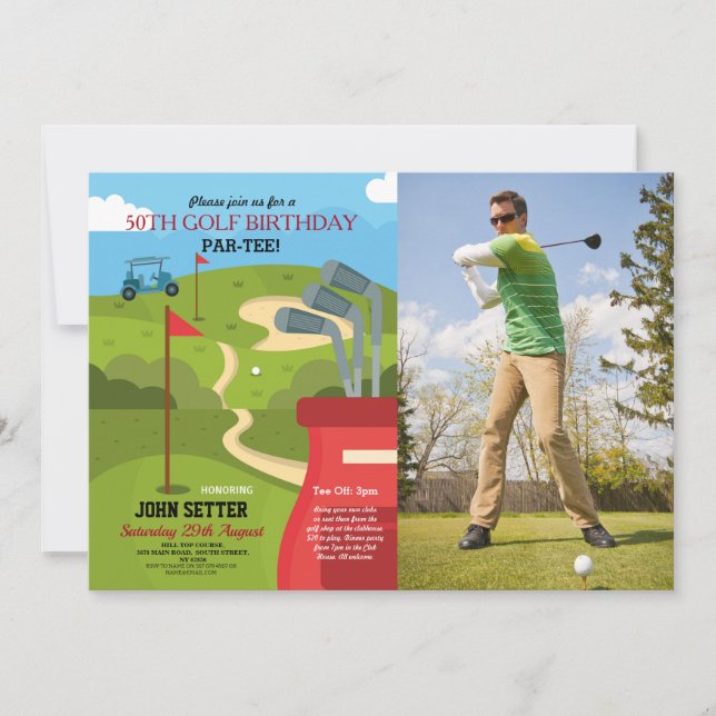 Golf Birthday Party Any Age Golfing Photo Invitation (Front)