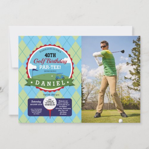 Golf Birthday Party Any Age Golfing Photo  Invitation