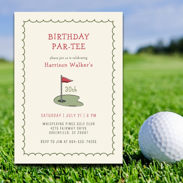 Golf Birthday Party  Any Age Hand Drawn Modern  Invitation (Creator Uploaded)
