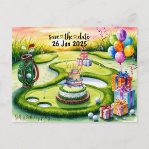 Golf  Birthday Party decoration on the course  Invitation Postcard