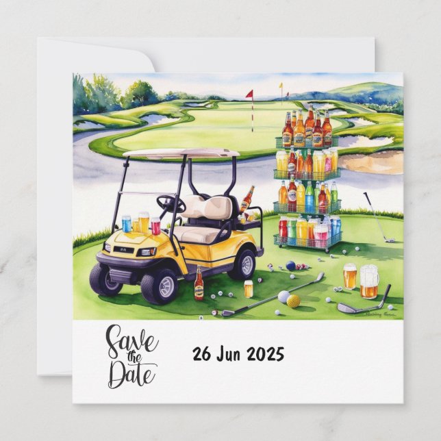 Golf  Birthday Party decoration on the course  Save The Date (Front)