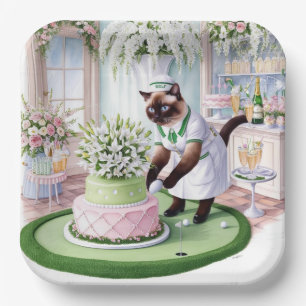 Golf Birthday Party for Cat Lover Golfer Paper Plates