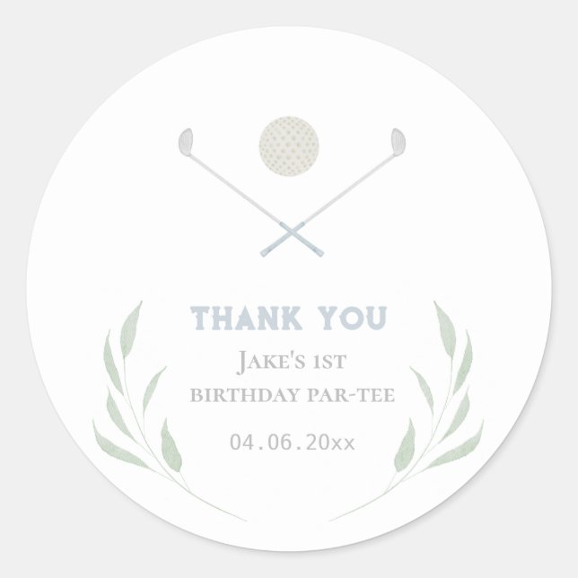 Golf birthday party gift label (Front)