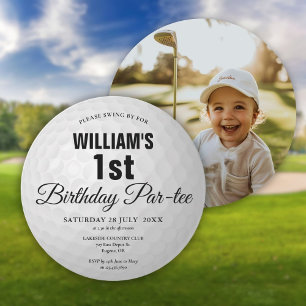 Golf Birthday Party Golf Ball Photo Invitation