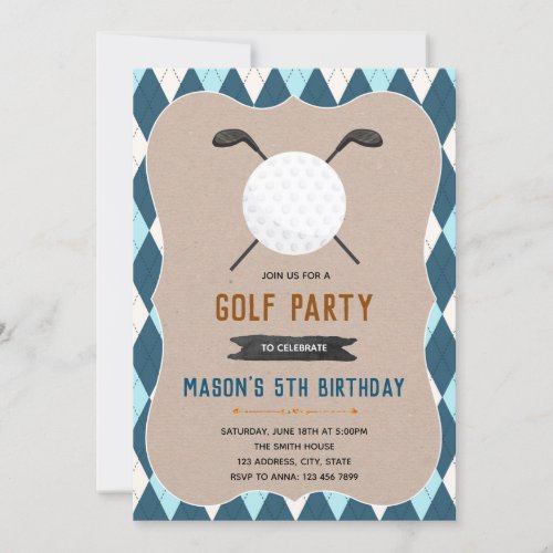 Golf birthday party invitation