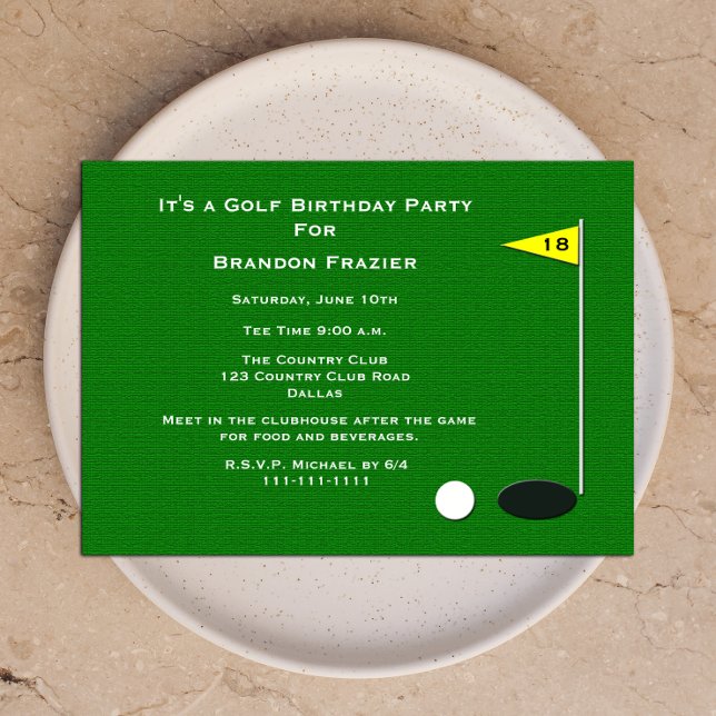 Golf Birthday Party Invitation 18th Golf Hole