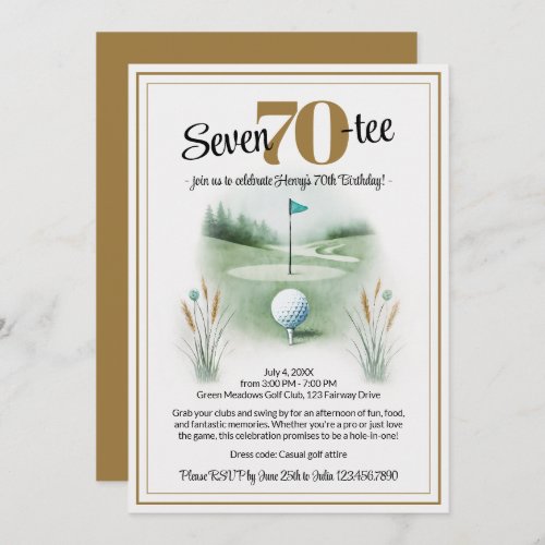 Golf Birthday Party Invitations for 70th