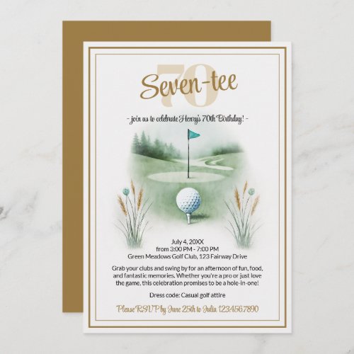 Golf Birthday Party Invitations for 70th