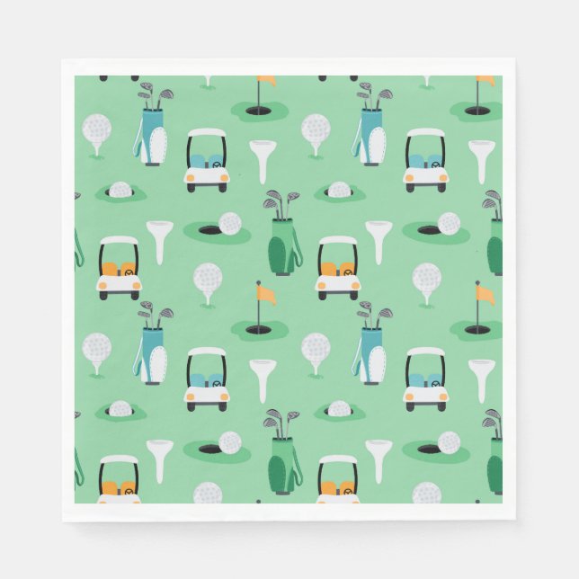 Golf Birthday Party Kids Golfing Pattern Napkins (Front)