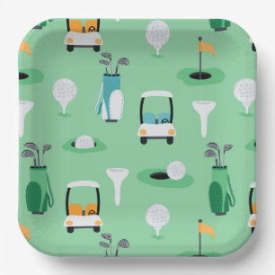 Golf Birthday Party Kids Golfing Pattern Paper Plates