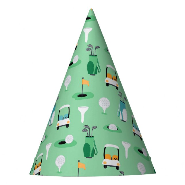 Golf Birthday Party Kids Golfing Pattern Party Hat (Front)