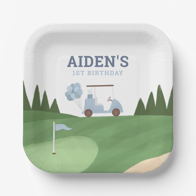 Golf Birthday Party Paper Plates (Front)