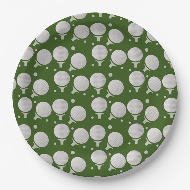 Golf Birthday Party Pattern Paper Plates (Front)