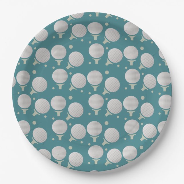 Golf Birthday Party Pattern Paper Plates (Front)