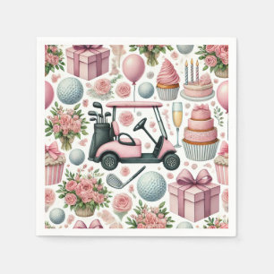 Golf Birthday Party Pink Themed for Girl Woman  Napkins