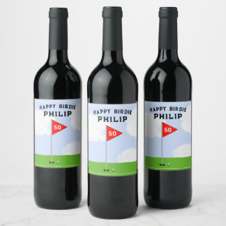 Golf Birthday Party Wine Label
